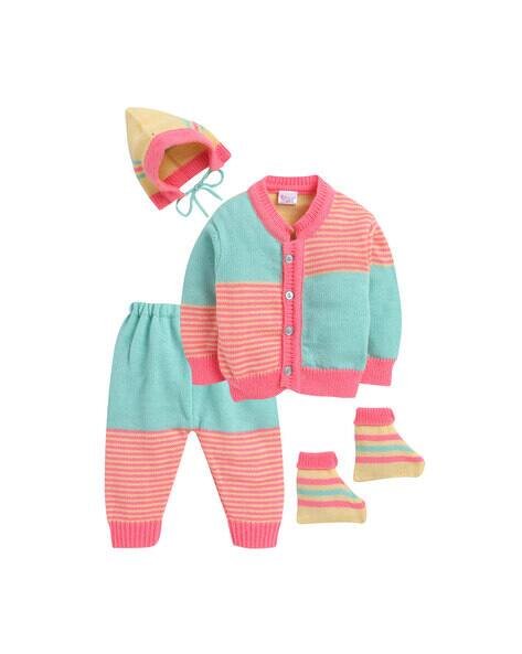LITTLE ANGELS Striped Cardigan Set