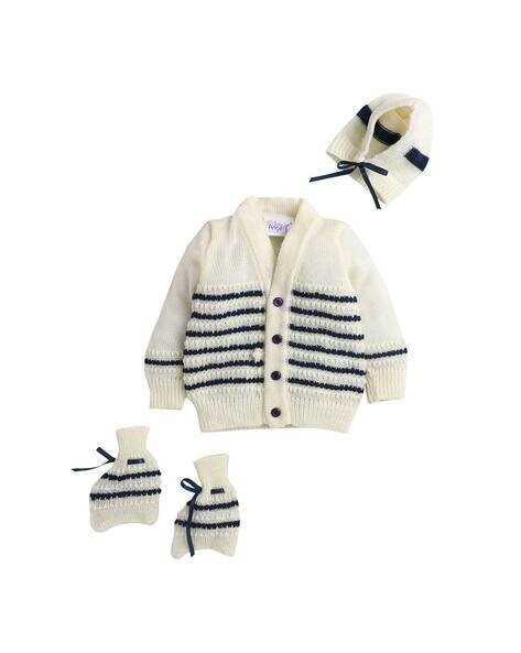 LITTLE ANGELS Striped Sweater with Cap & Socks