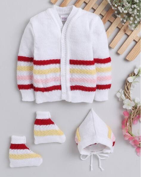 LITTLE ANGELS Colorblock Cardigan with Cap & Socks