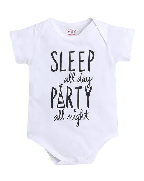 LITTLE ANGELS Typographic Print Onesie with Snap Button
