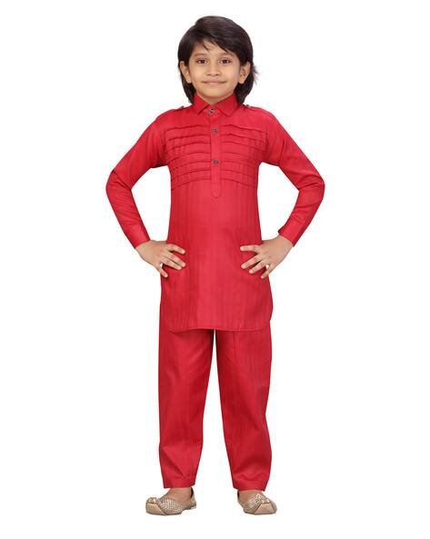 LITTLE MAFIA BY AARIKA Collar Neck Kurta Pyjama Set