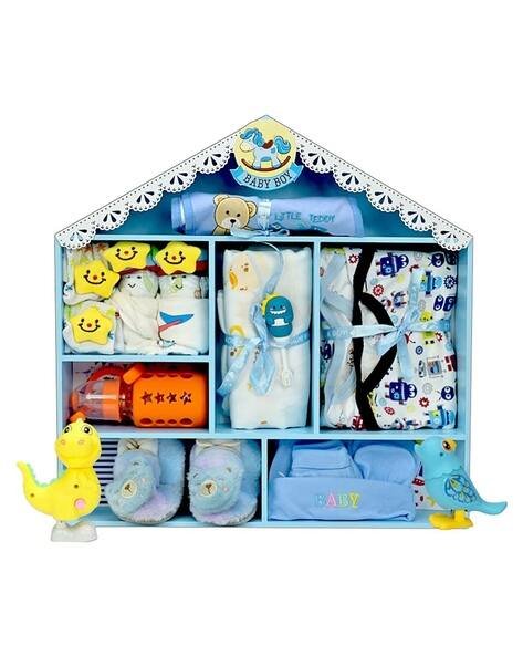 Little Surprise Box Wooden Dollhouse New Born Baby Hamper Set