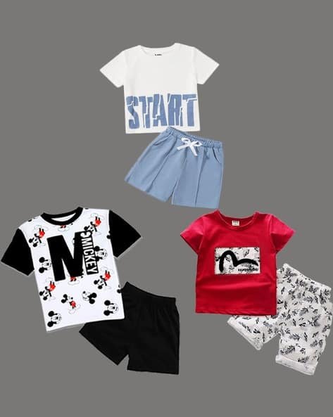 Lofn Boys Pack of 3 Printed Shorts & T-Shirts Set