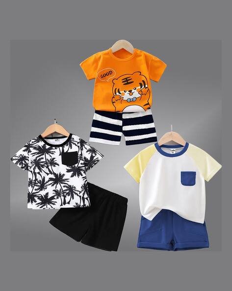 Lofn Pack of 3 Boy Graphic Print T-Shirts & Shorts