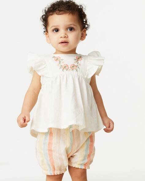Marks & Spencer Girls Embroidered Cotton Rich Top & Shorts Set