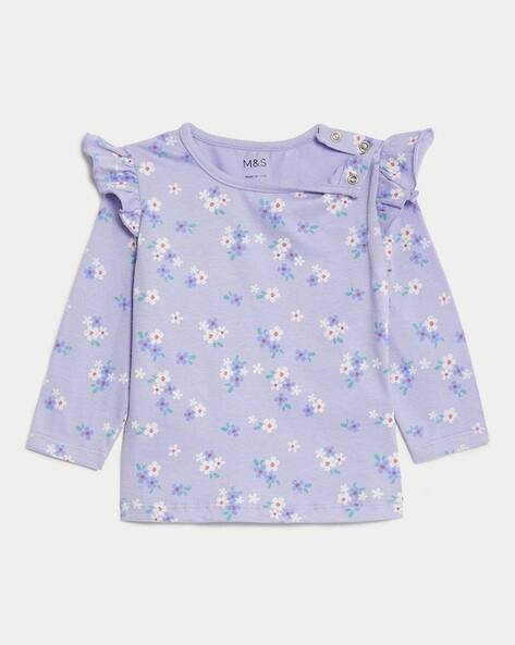 Marks & Spencer Girls Floral Print Top with Ruffles