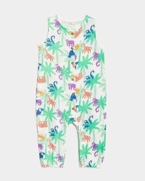 Marks & Spencer Boys Jungle Animals Print Cotton Sleepsuit