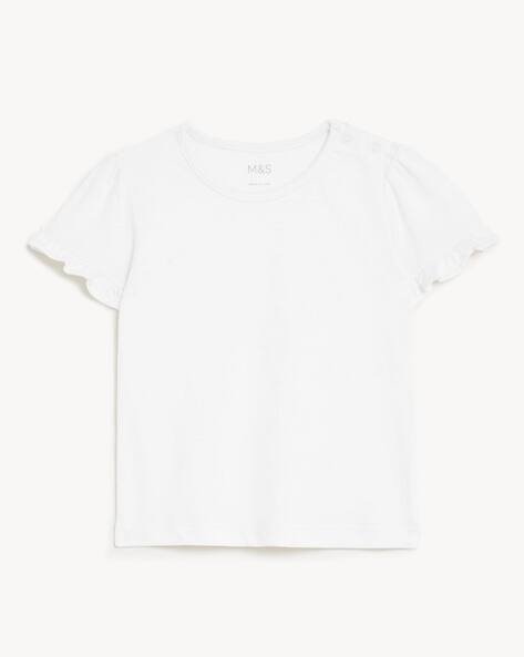 Marks & Spencer Girls Round-Neck Cotton T-Shirt