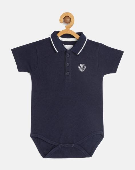 METRO KIDS COMPANY Logo Print Rompers with Short Sleeves