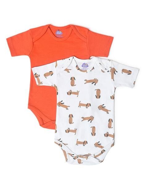 Miarcus Pack of 2 Printed Rompers with Snap Button Closure