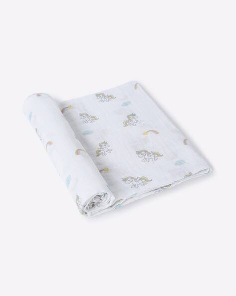Mila Baby Unicorn Print Cotton Baby Swaddle Blanket