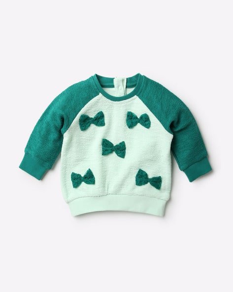 MINI KLUB Colourblock Round-Neck Sweatshirt with Bow Accents