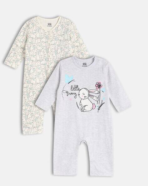 MINI KLUB Pack of 2 Graphic Print Round-Neck Rompers