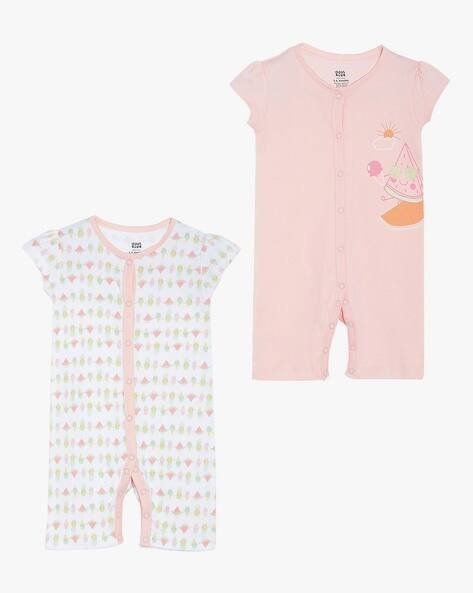 MINI KLUB Infants Pack of 2 Printed Cotton Rompers