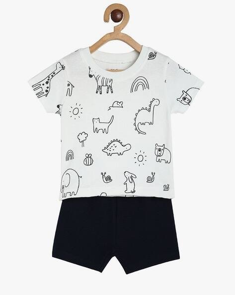 MINI KLUB Printed Crew-Neck T-Shirt with Shorts