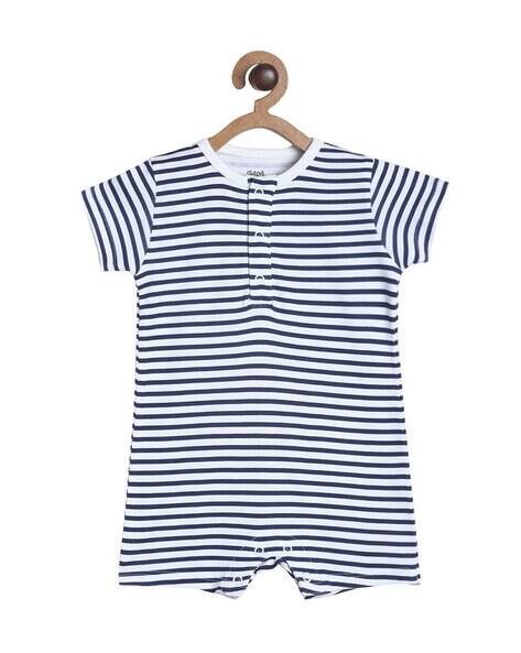 MINI KLUB Striped Round-Neck Romper