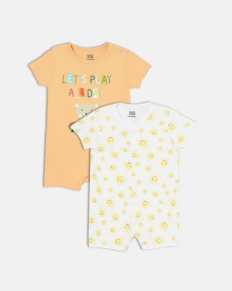 MINI KLUB Infants Pack of 2 Graphic Print Rompers