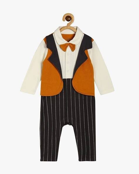 Miniklub Boys Striped Rompers with Overcoat