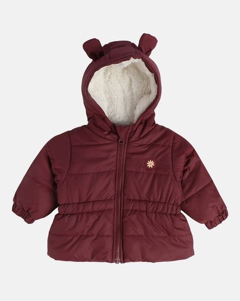 Miniklub Girls Quilted Zip-Front Hoodie