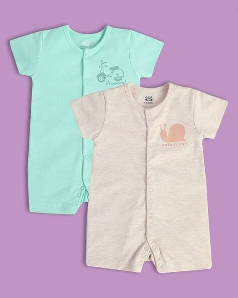 Miniklub Boys Pack of 2 Printed Round-Neck Rompers