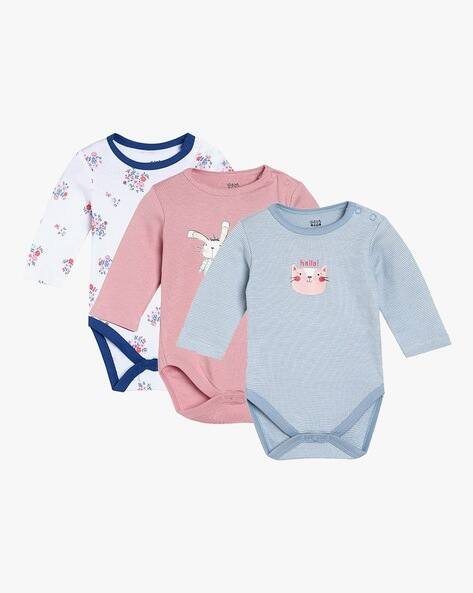 Miniklub Infants Pack of 3 Printed Cotton Rompers