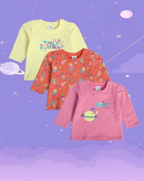 Miniklub Pack of 3 Graphic Print Round-Neck Tops