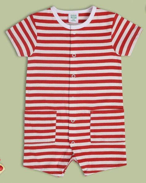 Miniklub Boys Striped Round-Neck Rompers