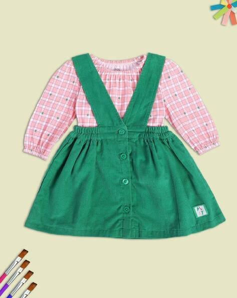 Miniklub Printed Top with Dungaree Skirt