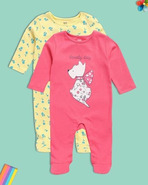 Miniklub Pack of 2 Girls Printed Sleepsuits