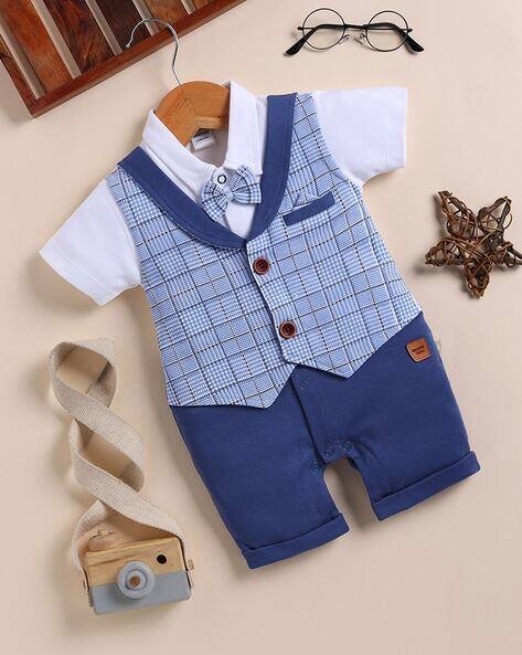 MOM'S LOVE Checked Twofer Romper