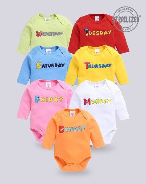 MOM'S LOVE Boys Pack of 7 Printed Bodysuits