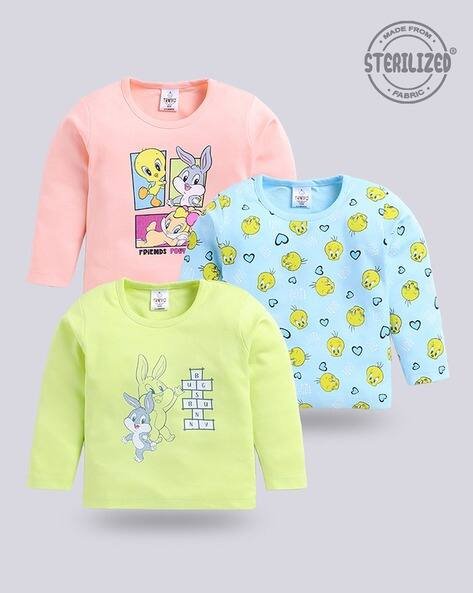 MOM'S LOVE Girls Pack of 3 Bugs Bunny Print T-Shirts