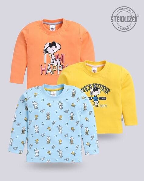 MOM'S LOVE Pack of 3 Printed Assorted Round-Neck T-Shirts