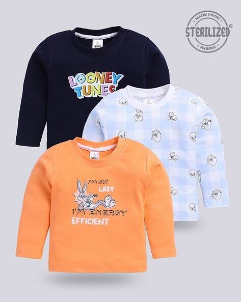 MOM'S LOVE Pack of 3 Regular Fit Assorted Crew-Neck T-Shirts