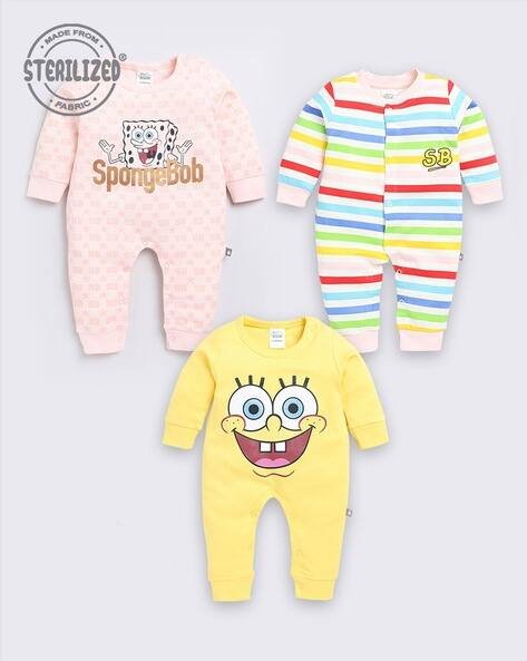 MOM'S LOVE Pack of 3 Spongebob Rompers