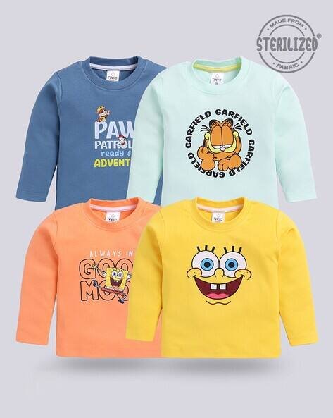 MOM'S LOVE Pack of 4 Printed Regular Fit Assorted T-Shirts
