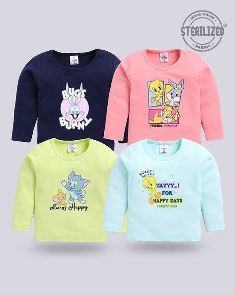 MOM'S LOVE Pack of 4 Tom & Jerry Print Round-Neck Assorted T-Shirts