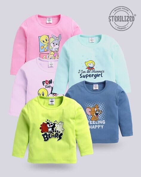 MOM'S LOVE Pack of 5 Tom & Jerry Print Regular Fit Assorted T-Shirts