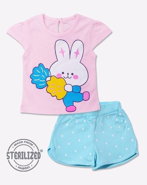MOM'S LOVE Carrot Bunny Print T-Shirt & Shorts Set