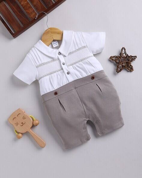 MOM'S LOVE Infants Embroidered Cotton Rompers