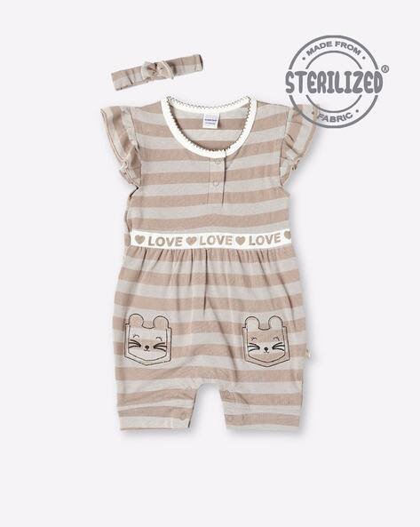 MOM'S LOVE Striped Romper with Head Band