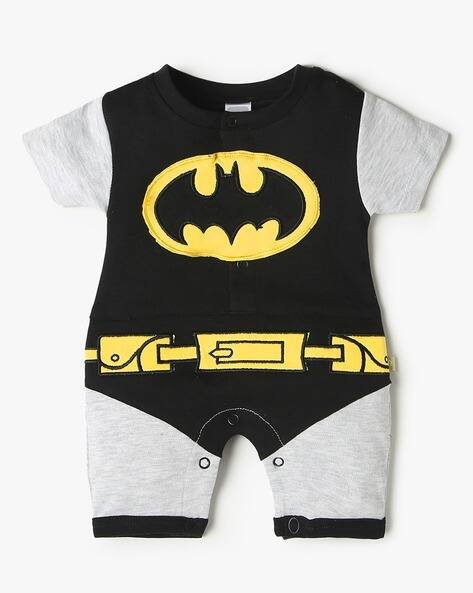 MOM'S LOVE Boys Batman Print Romper with Cap