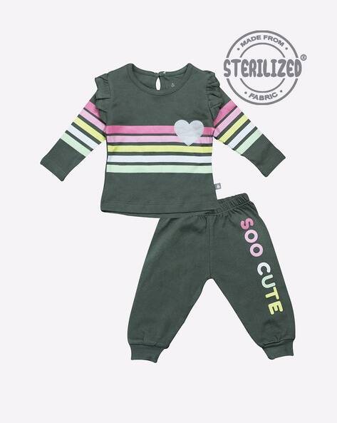 MOM'S LOVE Striped Top & Joggers Set
