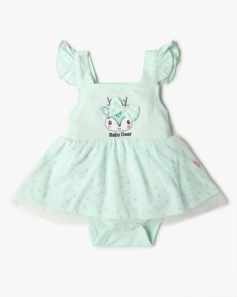 MOM'S LOVE Baby Deer Embroidered Tutu Bodysuit Dress