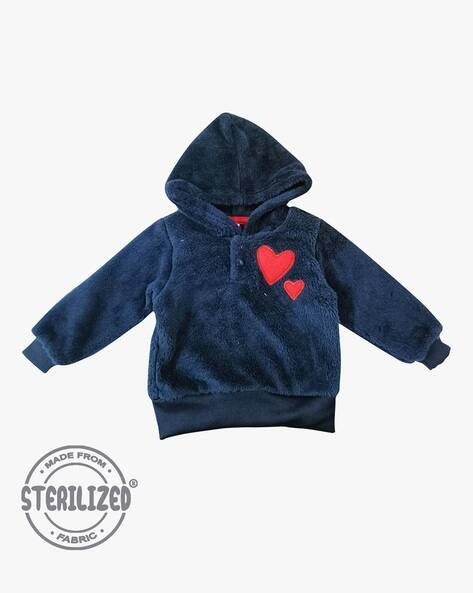 MOM'S LOVE Girls Embroidered Cotton Hoodie