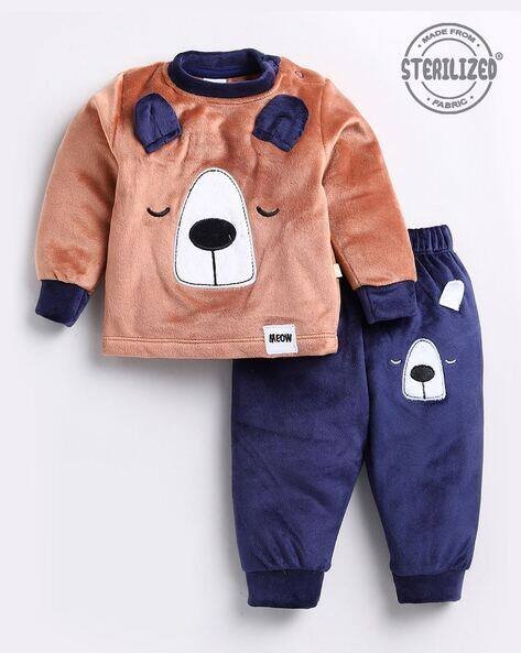MOM'S LOVE T-Shirt & Joggers Set with Bear Applique