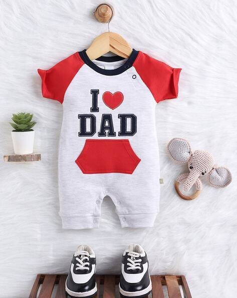 MOM'S LOVE Boys Typography Patchwork Rompers