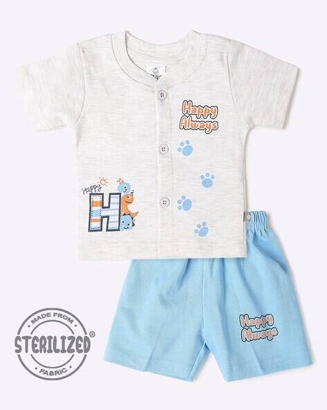 MOM'S LOVE Paw Print Jhabla & Shorts Set