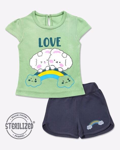 MOM'S LOVE Printed Top & Shorts Co-ord Set