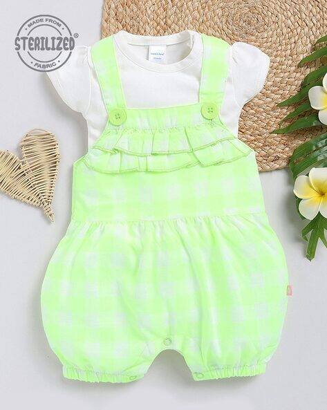 MOM'S LOVE Checked Dungaree with T-shirt